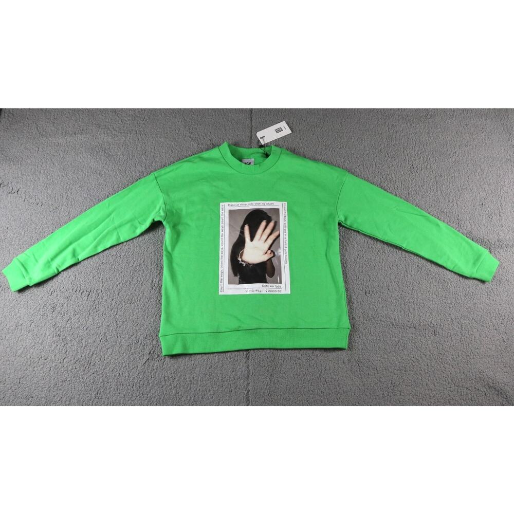 ZGY Zee Sweatshirt Oversized Womens Xs Green Crew Neck Graphic Print New